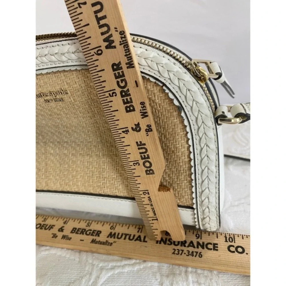 Kate Spade Raffia Straw White Leather‎ Crossbody Bag Woven Summer Resort
